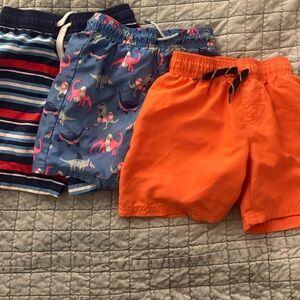 3 boy’s Swim Trunks - Orange, Blue & Pink